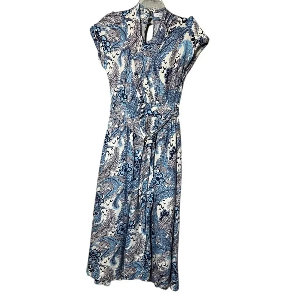 Derek Lam Collective RTR Floral Linen Blend Blue White Dress Size IT 38 US 2 - Picture 4 of 11